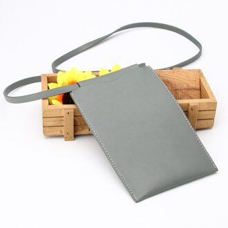 1 Pcs Geschikt Voor Huawei/Samsung/Xiaomi/Htc Universal Pu Lederen Mobiele Telefoon Bag Messenger Schoudertas handtas Nekband grijs blauw