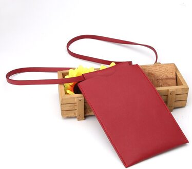 1 Pcs Geschikt Voor Huawei/Samsung/Xiaomi/Htc Universal Pu Lederen Mobiele Telefoon Bag Messenger Schoudertas handtas Nekband rood