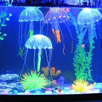1 Pcs Gesimuleerde Siliconen Onderwater Lichtgevende Ornament Aquarium Decoratie Heldere Kwallen Kunstmatige Live Kwallen Aquarium