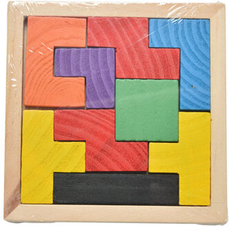 1 Pcs Grappige Houten Tangram Brain Teaser Puzzel Tetris Game Educatief Baby Kind Kid Speelgoed Voor Kinderen