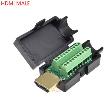 1 Pcs Hdmi 19PIN Male Connector Naar Terminal Adapter Met Zwarte Shell Wire Kabel Gratis Soldeer 19 Pin