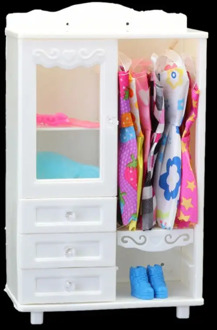 1 Pcs High Quality Doll Wardrobe for Barbie Doll White DIY Furniture Dress Clothes Doll Accessories Playhouse Kids Toy