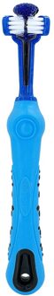 1 Pcs Hond Tandenborstel Drie Hoofd Huisdier Tandenborstel Tanden Cleanning Supplies Huisdieren Mondverzorging Voor Kleine Honden Katten Chihuahua teddy Blauw
