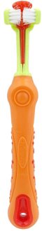 1 Pcs Hond Tandenborstel Drie Hoofd Huisdier Tandenborstel Tanden Cleanning Supplies Huisdieren Mondverzorging Voor Kleine Honden Katten Chihuahua teddy Geel