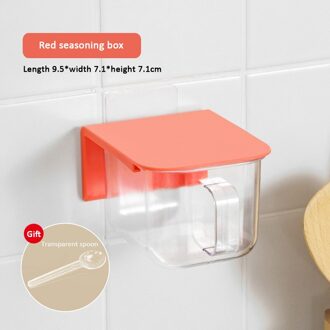 1 Pcs Huishoudelijke Keuken Kruidkruik Kruiden Doos Punch-Gratis Wandmontage Kruiden Jar Met Lepel En Deksel zout Peper Container 01