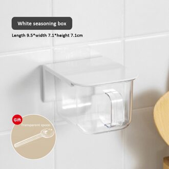 1 Pcs Huishoudelijke Keuken Kruidkruik Kruiden Doos Punch-Gratis Wandmontage Kruiden Jar Met Lepel En Deksel zout Peper Container 02
