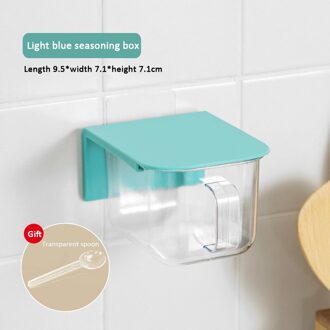 1 Pcs Huishoudelijke Keuken Kruidkruik Kruiden Doos Punch-Gratis Wandmontage Kruiden Jar Met Lepel En Deksel zout Peper Container 03