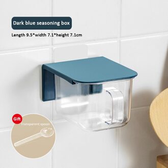 1 Pcs Huishoudelijke Keuken Kruidkruik Kruiden Doos Punch-Gratis Wandmontage Kruiden Jar Met Lepel En Deksel zout Peper Container 04