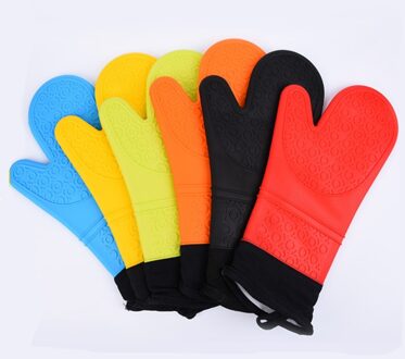 1 Pcs Isolatie Silicone Anti-Slip Ovenwanten Ideaal Bescherming Met Extra Lange Dikke Gewatteerde Katoen Liner Siliconen Bbq handschoen Oranje
