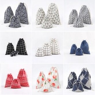 1 Pcs Kleine Doek Zakje Eenvoudige Raster Handgemaakte Katoen Opslag Pakket Trekkoord Theezakjes Kleine Portemonnee Reizen vrouwen L 25 X 32cm