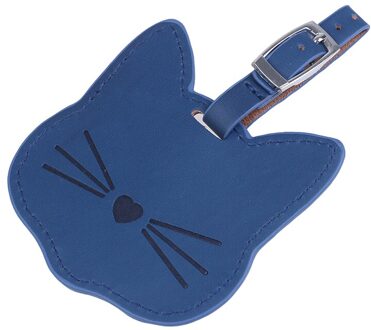 1 Pcs Lederen Koffer Bagagelabel Label Tas Handtas Reizen Accessoires Leuke Mooie Kat Hanger marine