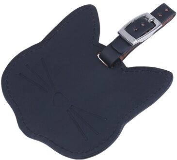 1 Pcs Lederen Koffer Bagagelabel Label Tas Handtas Reizen Accessoires Leuke Mooie Kat Hanger zwart