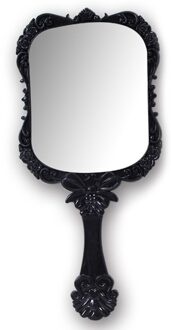 1 pcs Leuke 2 Kleur Zwart Wit Make-Up Spiegel Plastic Vintage Hand Held Draagbare Cosmetische Spiegels Retro Patroon Schoonheid spiegel zwart-L