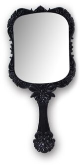 1 pcs Leuke 2 Kleur Zwart Wit Make-Up Spiegel Plastic Vintage Hand Held Draagbare Cosmetische Spiegels Retro Patroon Schoonheid spiegel zwart-S
