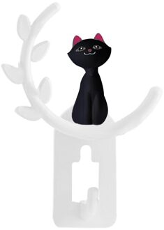 1 Pcs Leuke Cartoon Kat Badkamer Keuken Muur Haak Sterke Zelfklevende Multi Functie Haak Voor Thuis Woonkamer Decoratie Accessoires wit