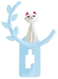 1 Pcs Leuke Kat Badkamer Keuken Muur Sterke Zuignap Haak Hangers Vacuüm Sucker 4 Kleuren Voor Deuropening Badkamer Decoratieve haak blauw