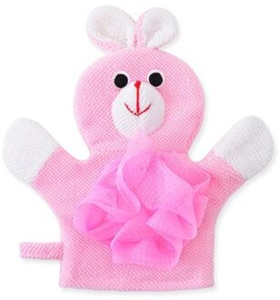 1 Pcs Leuke Kinderen Baby Douche Baden Badhanddoek Dieren Stijl Douche Wassen Doek Handdoeken roze konijn