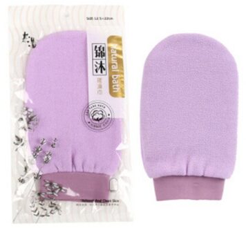 1 Pcs Magic Bad Handschoenen Handdoek Exfoliërende Mitt Scrub Handschoen Voorbereiding Douche Scrub Handschoenen 4 Kleuren 21x14cm Paars