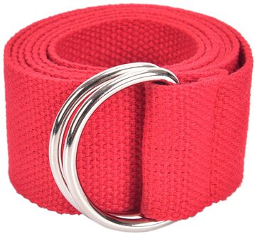 1 Pcs Metalen Gesp Dubbele Ringen Nylon Canvas Strap Casual Tailleband Vrouwen Riem 130 Cm * 3.8 Cm rood