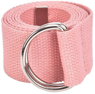 1 Pcs Metalen Gesp Dubbele Ringen Nylon Canvas Strap Casual Tailleband Vrouwen Riem 130 Cm * 3.8 Cm roze