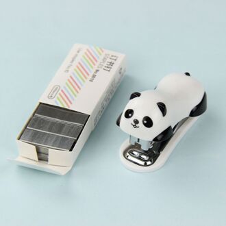 1 Pcs Mini Panda Nietmachine Set Cartoon Kantoor Schoolbenodigdheden Staionery Paperclip Binding Binder Boek Riool