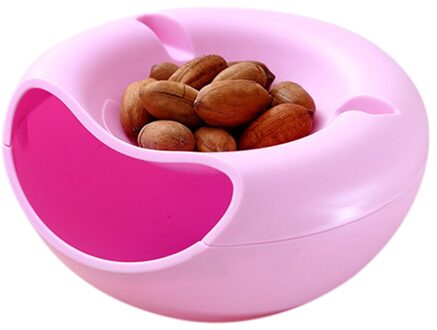 1 Pcs Moderne Woonkamer Creatieve Vorm Lui Snack Kom Plastic Dubbele Lagen Snack Opbergdoos Kom Lui Fruitschaal kom 02