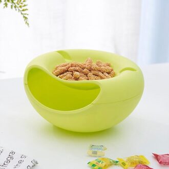 1 Pcs Moderne Woonkamer Creatieve Vorm Lui Snack Kom Plastic Dubbele Lagen Snack Opbergdoos Kom Lui Fruitschaal kom groen