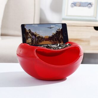 1 Pcs Moderne Woonkamer Creatieve Vorm Lui Snack Kom Plastic Dubbele Lagen Snack Opbergdoos Kom Lui Fruitschaal kom Rood