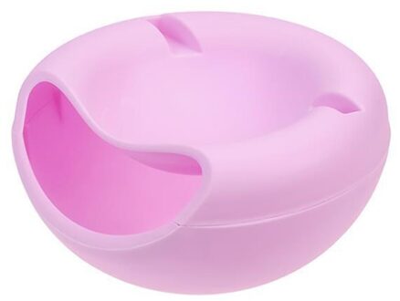 1 Pcs Moderne Woonkamer Creatieve Vorm Lui Snack Kom Plastic Dubbele Lagen Snack Opbergdoos Kom Lui Fruitschaal kom roze