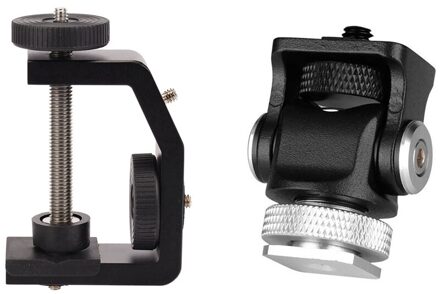 1 Pcs Multifunctionele Aluminium Clip UNC1/4 Inch Schroef C Stand Clamp & 1 Pcs Verstelbare Gedraaid Monitor Beugel stand