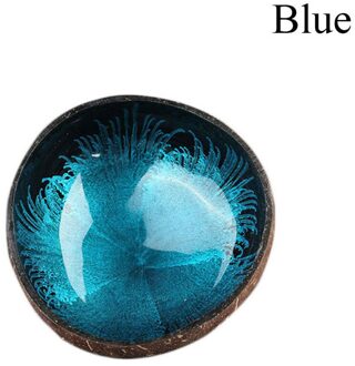 1 Pcs Natuurlijke Kokosnoot Kom Gerechten Handgemaakte Keuken Sleutel Snoep Moer Opslag Kom Verf Craft Thuis Organisator Decoratie Blauw