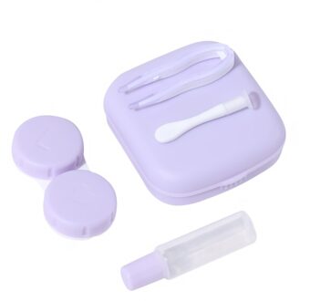 1 Pcs Pocket Draagbare Mini Contact Lens Case Dragen Make Up Beauty Leerling Opbergdoos Spiegel Container Travel Kit leuke Stijl licht paars