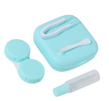 1 Pcs Pocket Draagbare Mini Contact Lens Case Dragen Make Up Beauty Leerling Opbergdoos Spiegel Container Travel Kit leuke Stijl munt groen