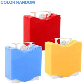 1 Pcs Populaire Plastic Automatische Tandenstoker Houder Tandenstoker Box Dispenser Emmer Thuis Bar Tafel Accessoires Willekeurige Kleur