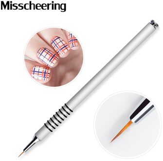 1 Pcs Professionele 7Mm Nail Liner Brush Zilveren Handvat Tekening Schilderen Pen Voor Diy Uv Gel Polish Manicure Borstels nail Art Gereedschap