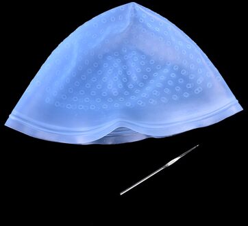 1 Pcs Professionele Herbruikbare Hair Colouring Highlighting Dye Cap Haak Frosting Tipping Kleur Styling Gereedschap blauw