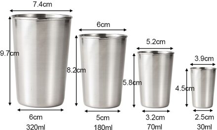 1 Pcs Rvs Metalen Bier Beker Wijn Kopjes Koffie Tumbler Thee Melk Mokken Home 30Ml/70ml/180Ml/320Ml
