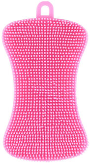 1 Pcs Siliconen Schotel Spons Scrubber Keuken Schoonmaken Tool Schuursponsjes Koken Schoonmaken Tool Keuken Accessoires # T3 roze