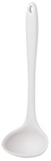 1 Pcs Siliconen Tarwe Stro Soep Lepel Hosehold Lange Handvat Pap Lepel Rijst Pollepel Servies Maaltijd Diner Scoops Keuken Gereedschap wit