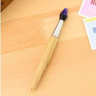 1 Pcs Simulatie Houten Borstel Stijl Balpen Creatieve Balpennen Pen Kantoor Schoolbenodigdheden Student Briefpapier geel