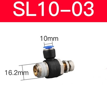 1 Pcs Sl Gasklep Serie Pneumatische Throttle Speed Controller Voor 6/8/10/12 Mm SL 10-03