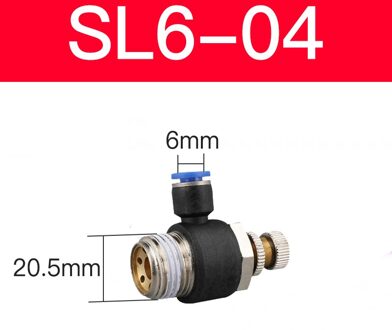 1 Pcs Sl Gasklep Serie Pneumatische Throttle Speed Controller Voor 6/8/10/12 Mm SL 6-04