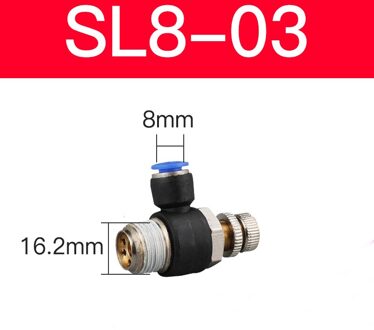 1 Pcs Sl Gasklep Serie Pneumatische Throttle Speed Controller Voor 6/8/10/12 Mm SL 8-03