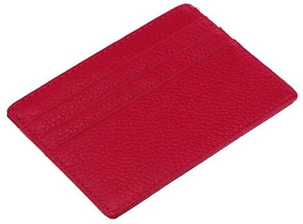 1 Pcs Slim Minimalistische Voorvak RFID Blocking Portefeuilles Bag PU Leer Handgemaakte Credit Kaarthouder Case Voor Mannen & vrouwen rood