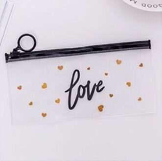1 Pcs Transparante Waterdichte Potlood Tas Briefpapier Leuke Etui Papelaria Kawaii Tas Meisje Pen Tas voor School Kantoorbenodigdheden love