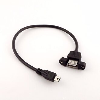 1 pcs USB 2.0 A Female Socket Panel Mount Naar Mini 5 Pin B Male Data Adapter Kabel 1ft