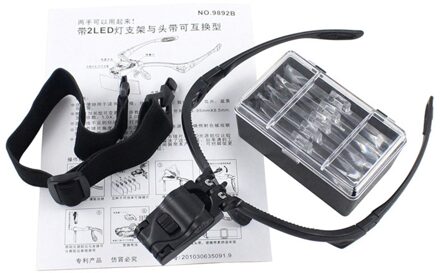 1 Pcs Vergrootglas Hoofdband Vergrootglas Eye Reparatie Vergrootglas 2 Led Licht 1.0/1.5/2.0/2.5/ 3.5X5 Pc Bril Loep Optische Lens