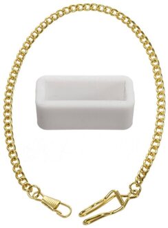 1 Pcs Wit Horloge Band 18Mm & 1 Pcs Retro Antieke Vintage Zakhorloge Ketting Goud