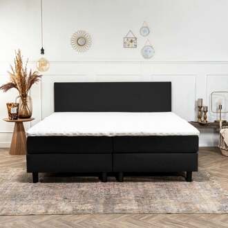 1-Persoons Boxspring Hotel - Zwart 90x210 cm - Pocketvering - Inclusief Topper - Dekbed-Discounter.nl