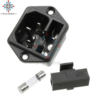 1 Piece AC 250V 10A IEC320 C14 Male Power Cord Inlet Socket Power Adapter Iron Core with 5*20mm 250V 10A Fuse